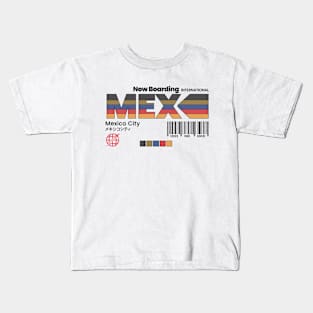 Vintage Mexico City MEX Airport Label Retro Travel Kids T-Shirt